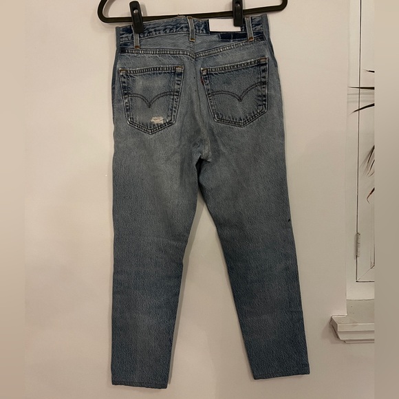 Re/Done Levi’s jeans high rise straight cut with rips size 26 - Picture 2 of 3